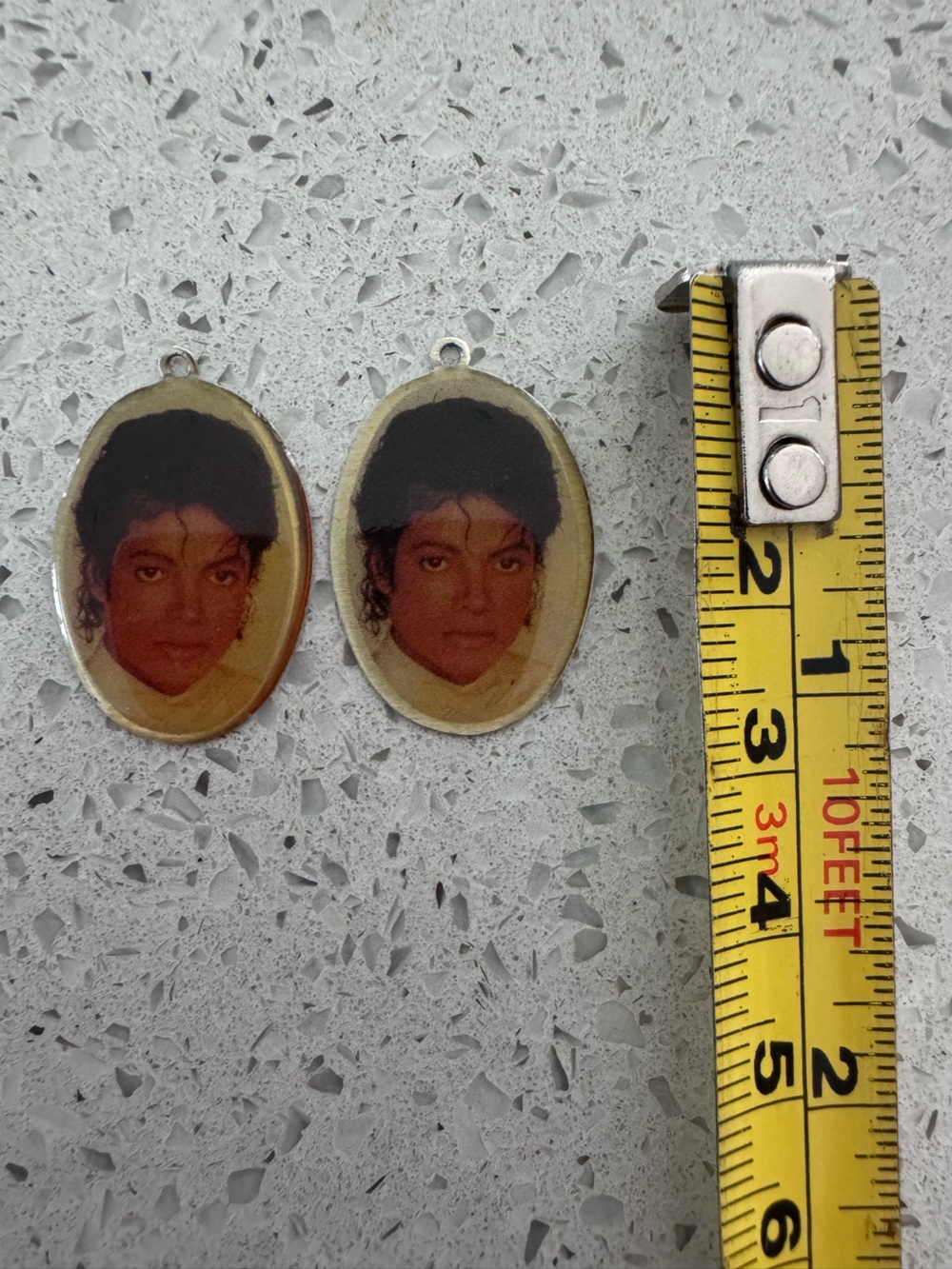 Michael Jackson Vintage Oval Portrait Charm Pair in Warm Tones